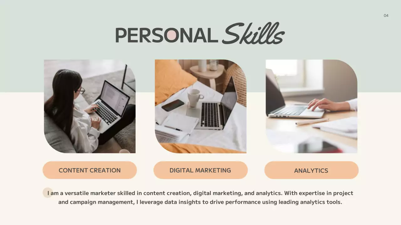 Apresentação de currículo de portfólio moderno bege