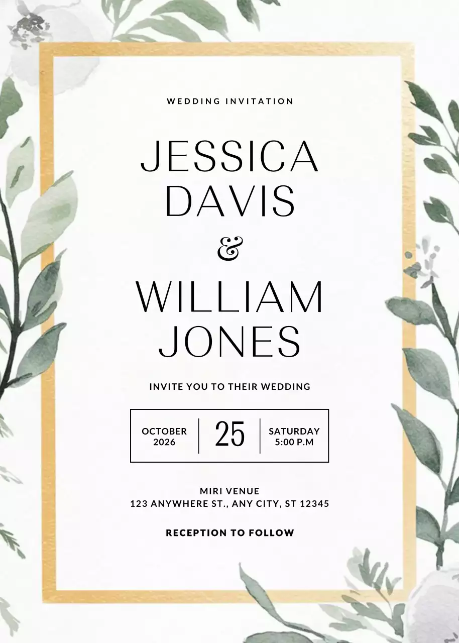 lời mời đám cưới sang trọng màu vàng