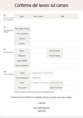 Documento annuale di conferma del lavoro sul campo semplice