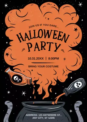 Orange Retro Halloween Invitation