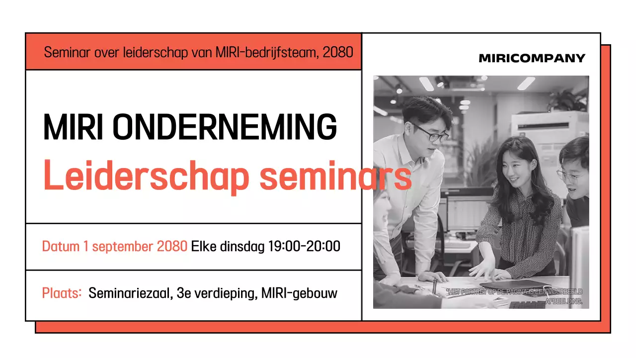 Promoot een eenvoudig intern seminar in wit en oranje