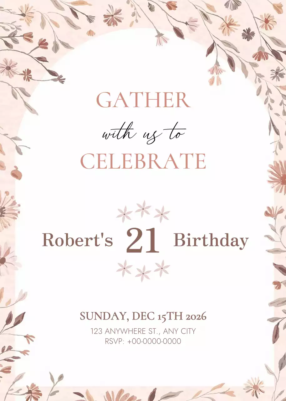 Thiệp mời sinh nhật thanh lịch màu be