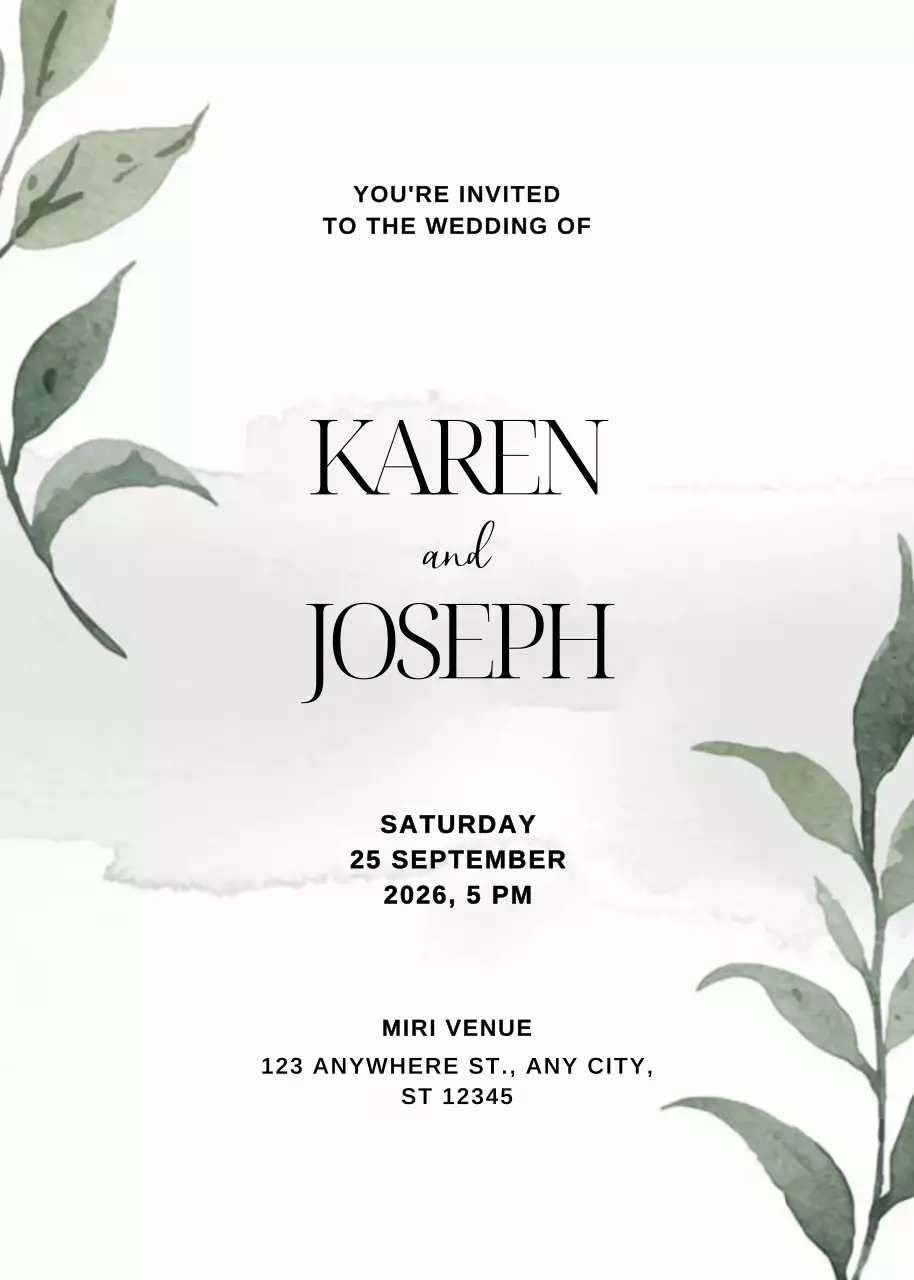 Undangan Pernikahan Botani Putih