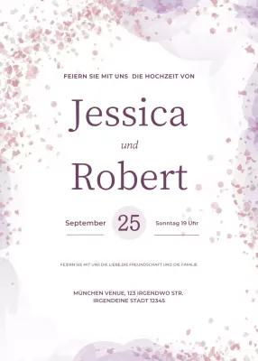 Lila Hochzeitseinladung im eleganten Stil