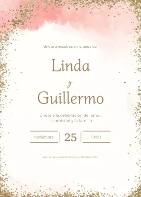 Invitación de boda melocotón dorado