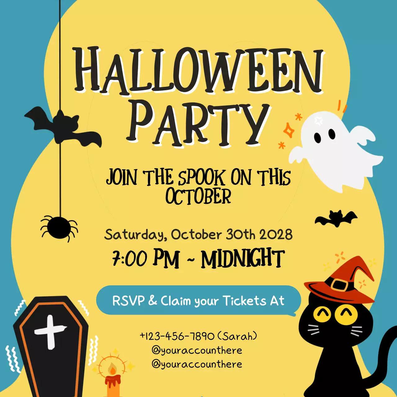 Yellow Playful Halloween Invitation Social Media Post