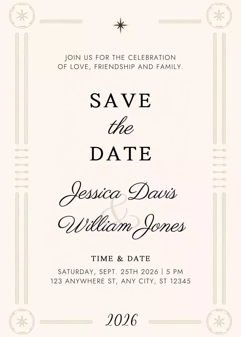 beige elegant wedding invitation