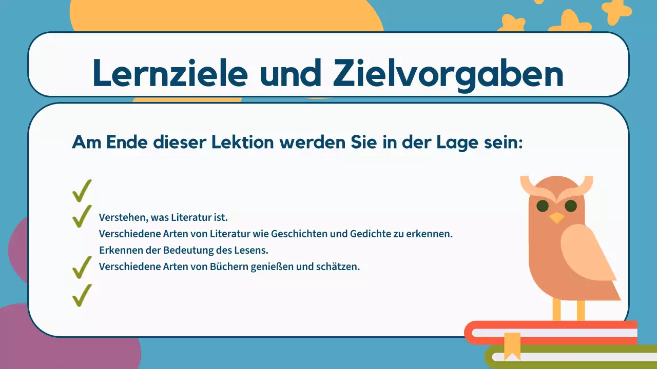 Bunte Illustration Literatur Unterrichtsmaterialien Präsentation