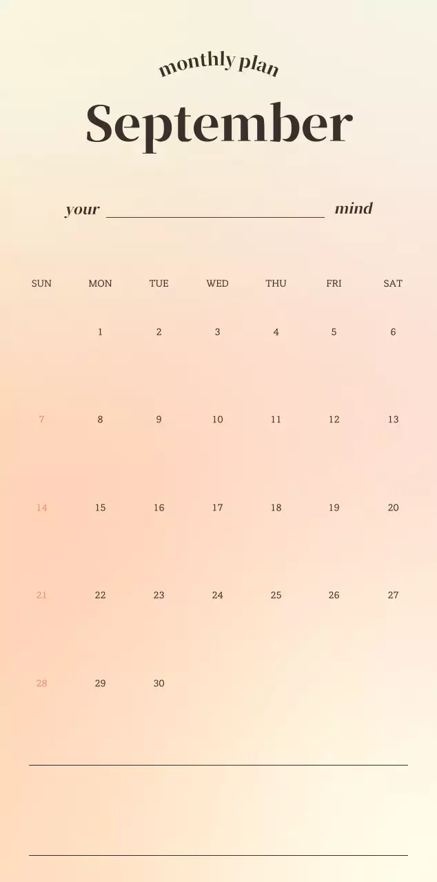 그라데이션 미니멀 달력 캘린더