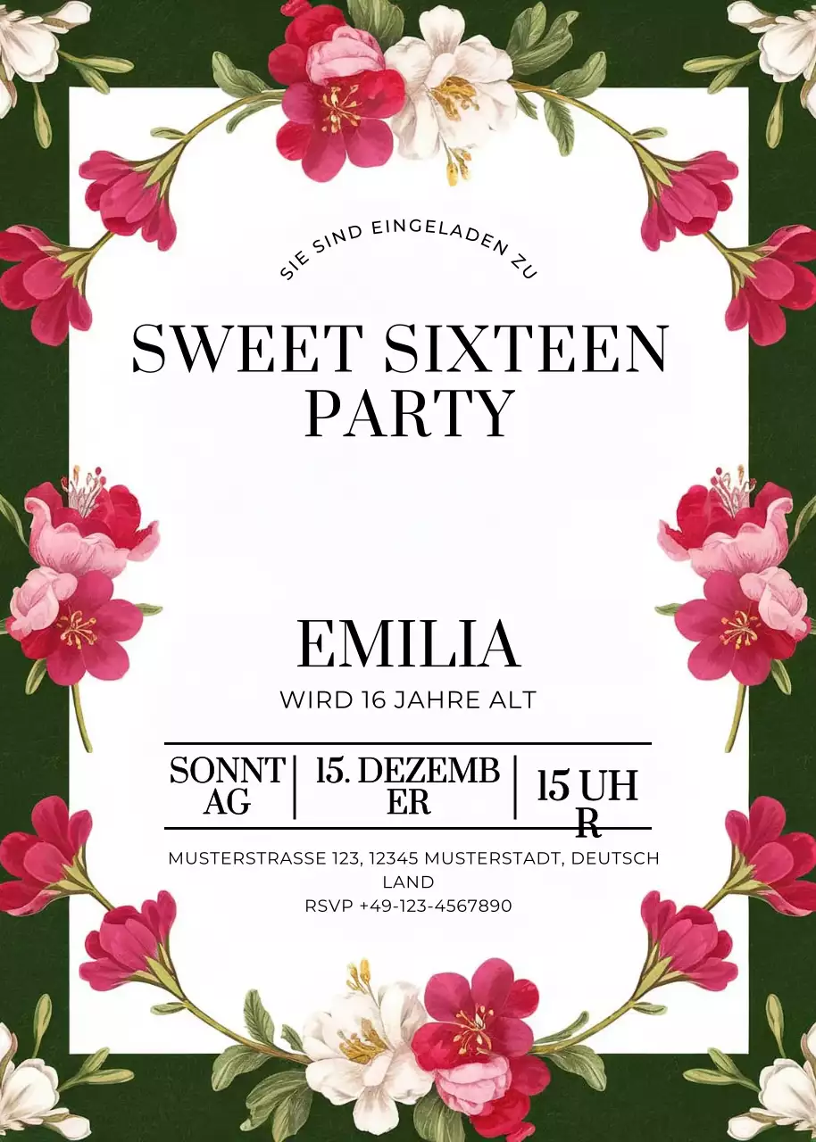 rosa geblümte Partyeinladung