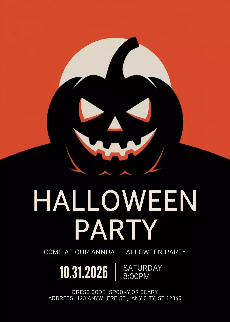 Orange Retro Halloween Invitation
