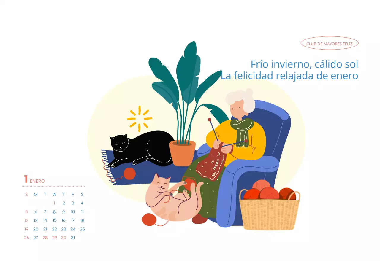 Calendario comercial con simpáticas ilustraciones