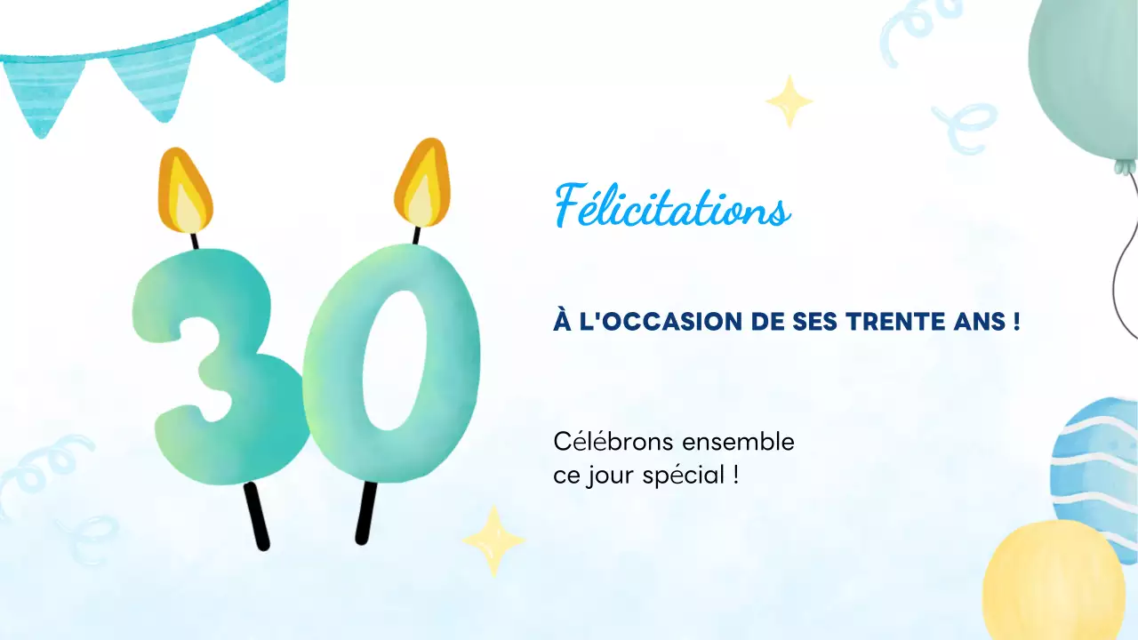 Carte d'anniversaire moderne et joyeuse en bleu