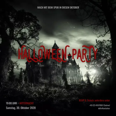 Schwarz Rot Gruselige Halloween Party Event Promotion Social Media Post