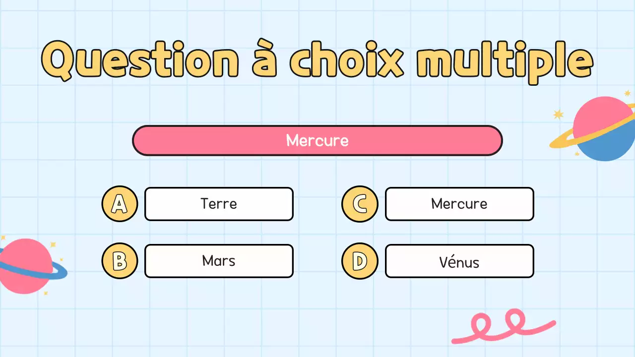 Quiz jaune pour l'école Présentation de l'élève