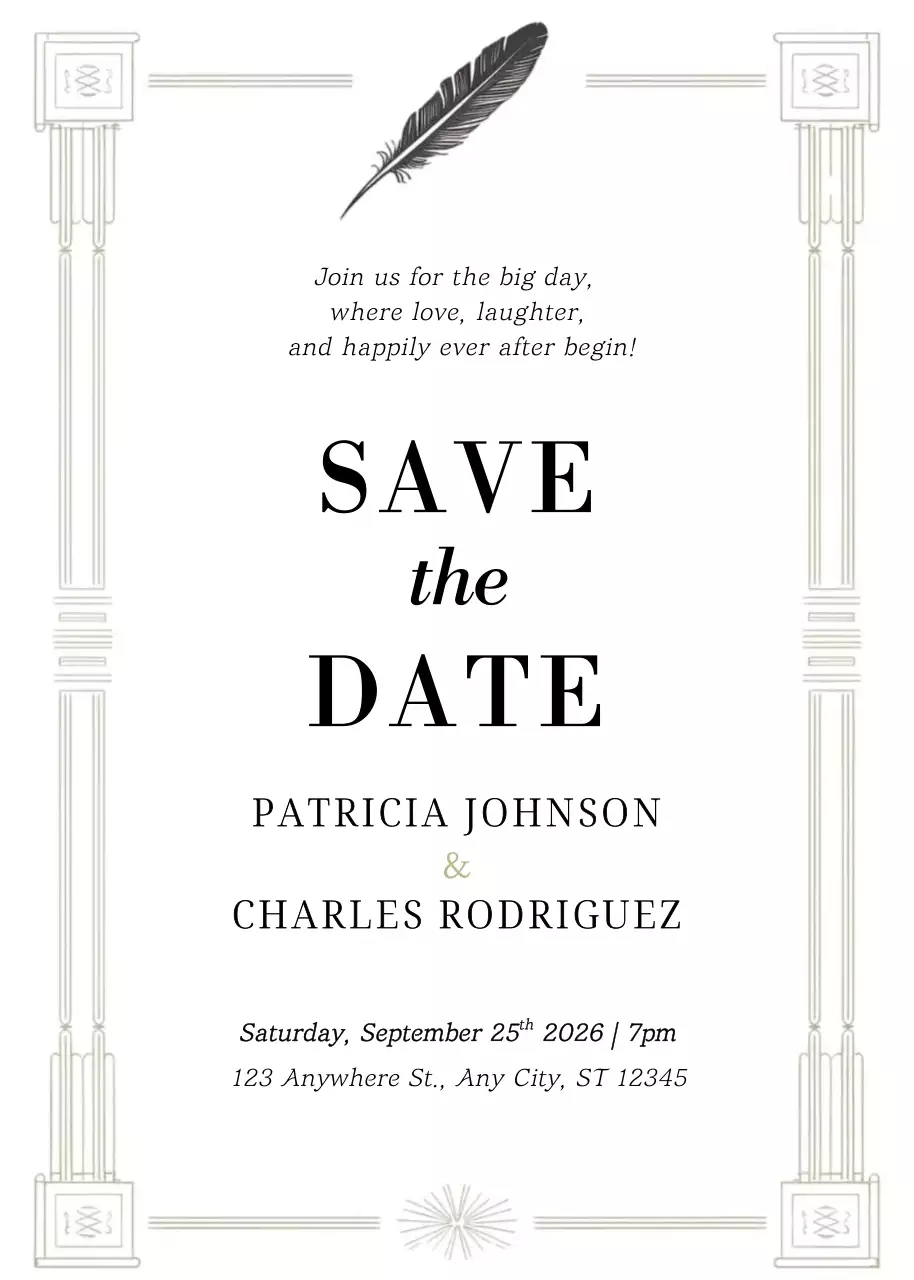 Thiệp cưới màu trắng thanh lịch