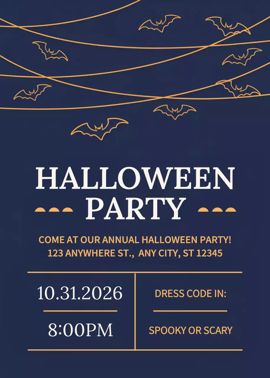 Navy Retro Halloween Invitation