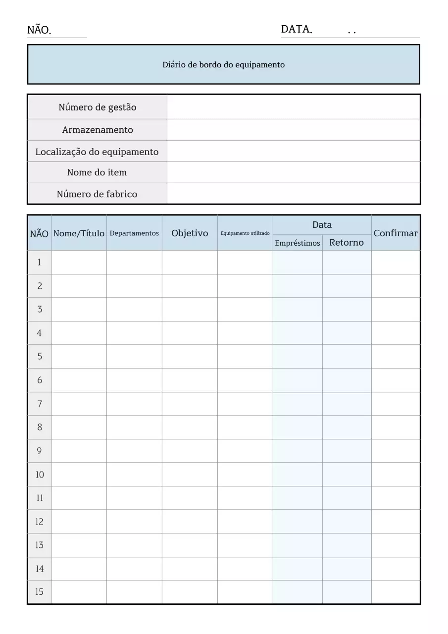 Relatório de utilização do equipamento Blue Simple