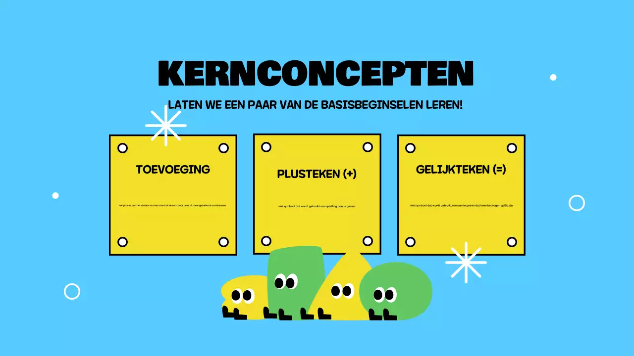 Gele speelse basisweergave voor optellen