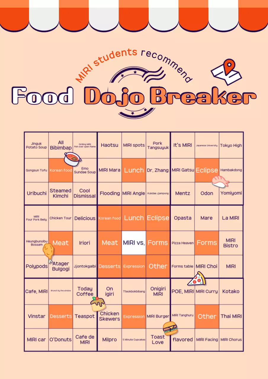 Poster thực đơn món ăn thời thượng màu cam