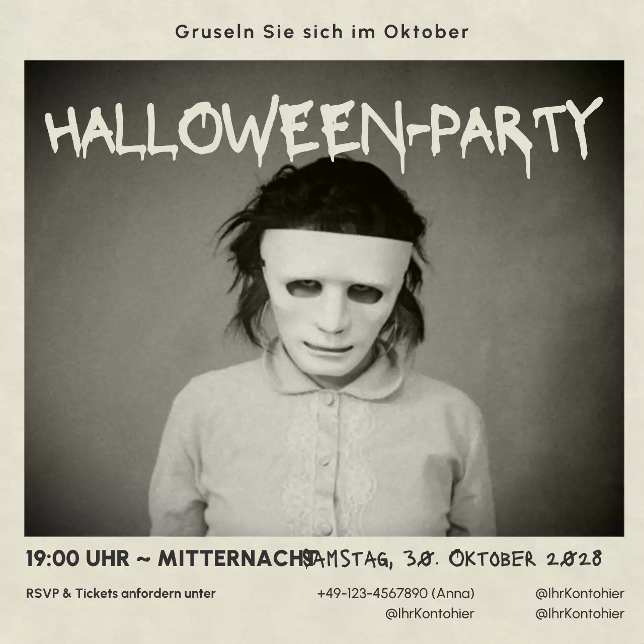 schwarz retro Halloween Einladung