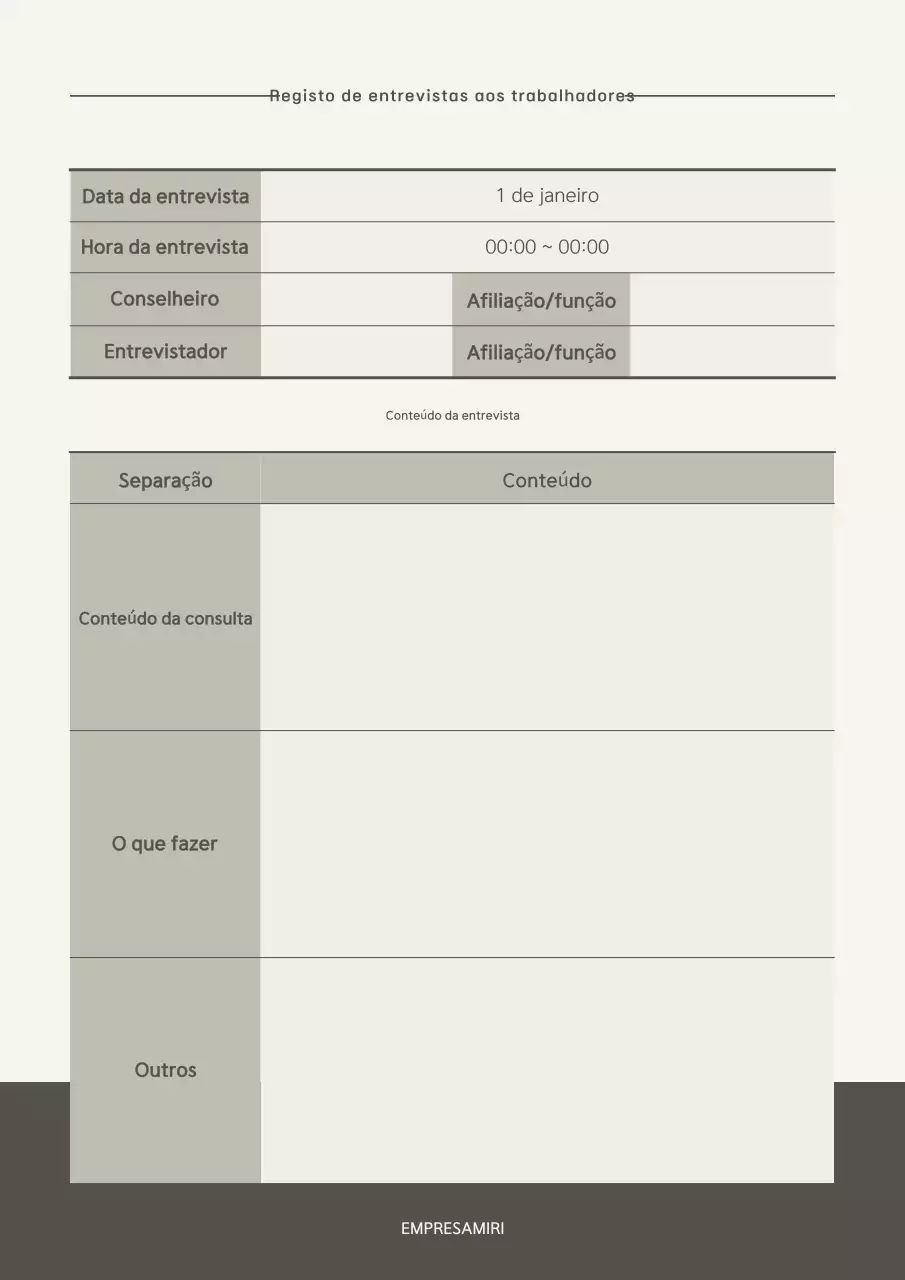 Anotações de entrevistas a empregados beges e organizadas
