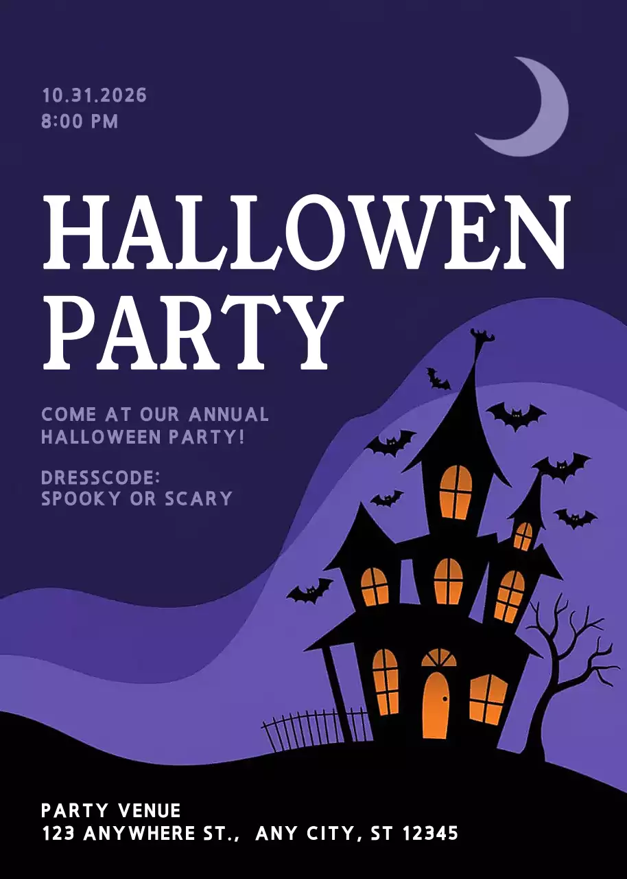 Purple Gothic Halloween Invitation