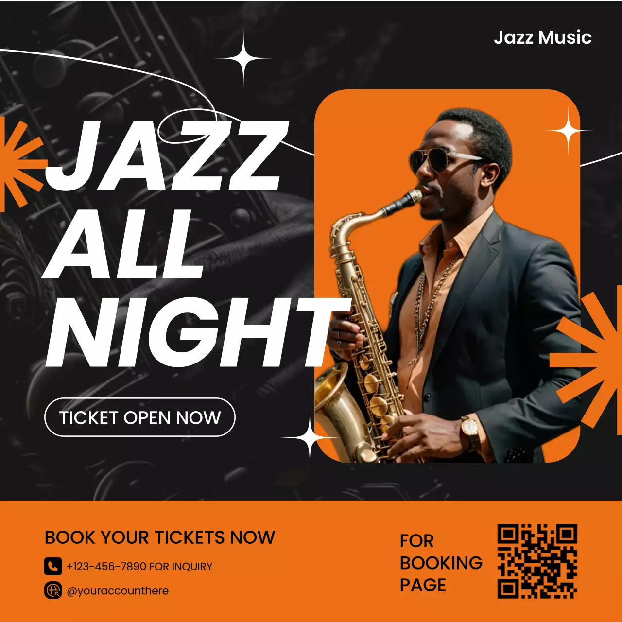 Orange Modern Jazz Promotion Social Media Post