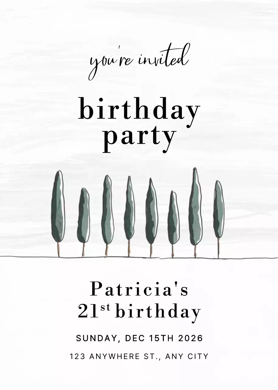 Thiệp mời sinh nhật tối giản màu trắng