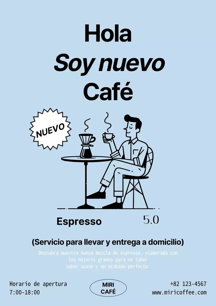 Promover café moderno azul claro