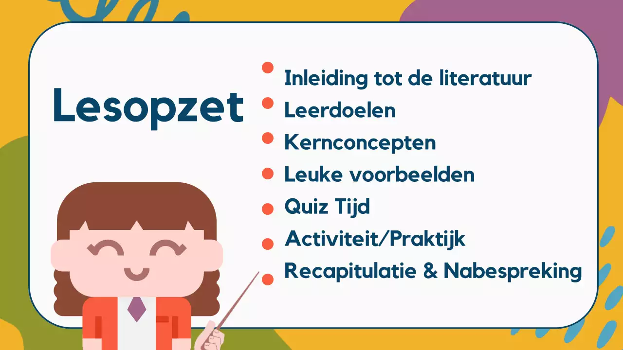 Kleurrijke Illustratie Literatuur Lesmateriaal Presentatie