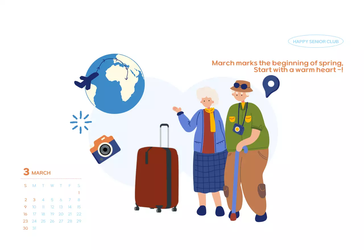 Business calendar with cute illustrations