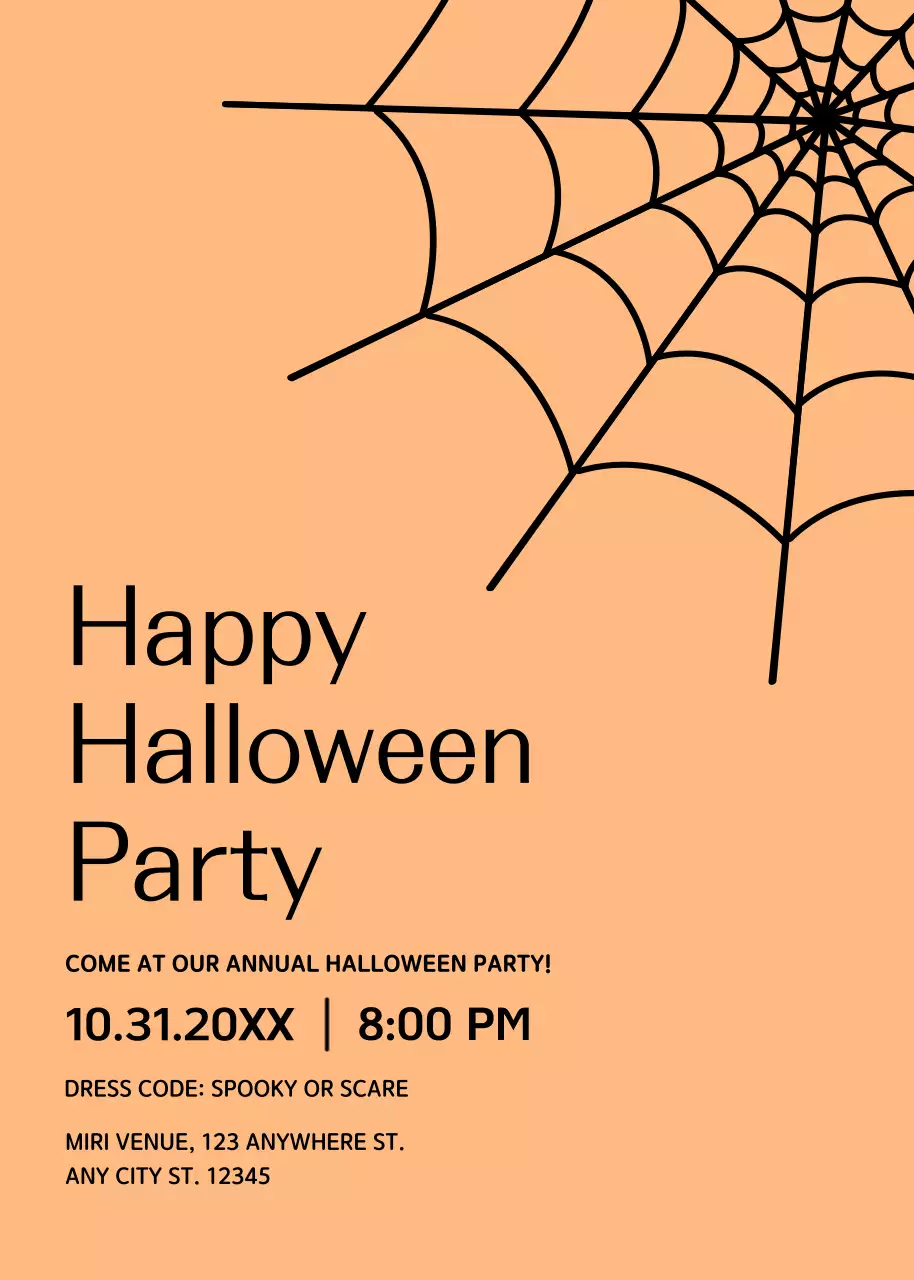 Black orange Halloween party invitation