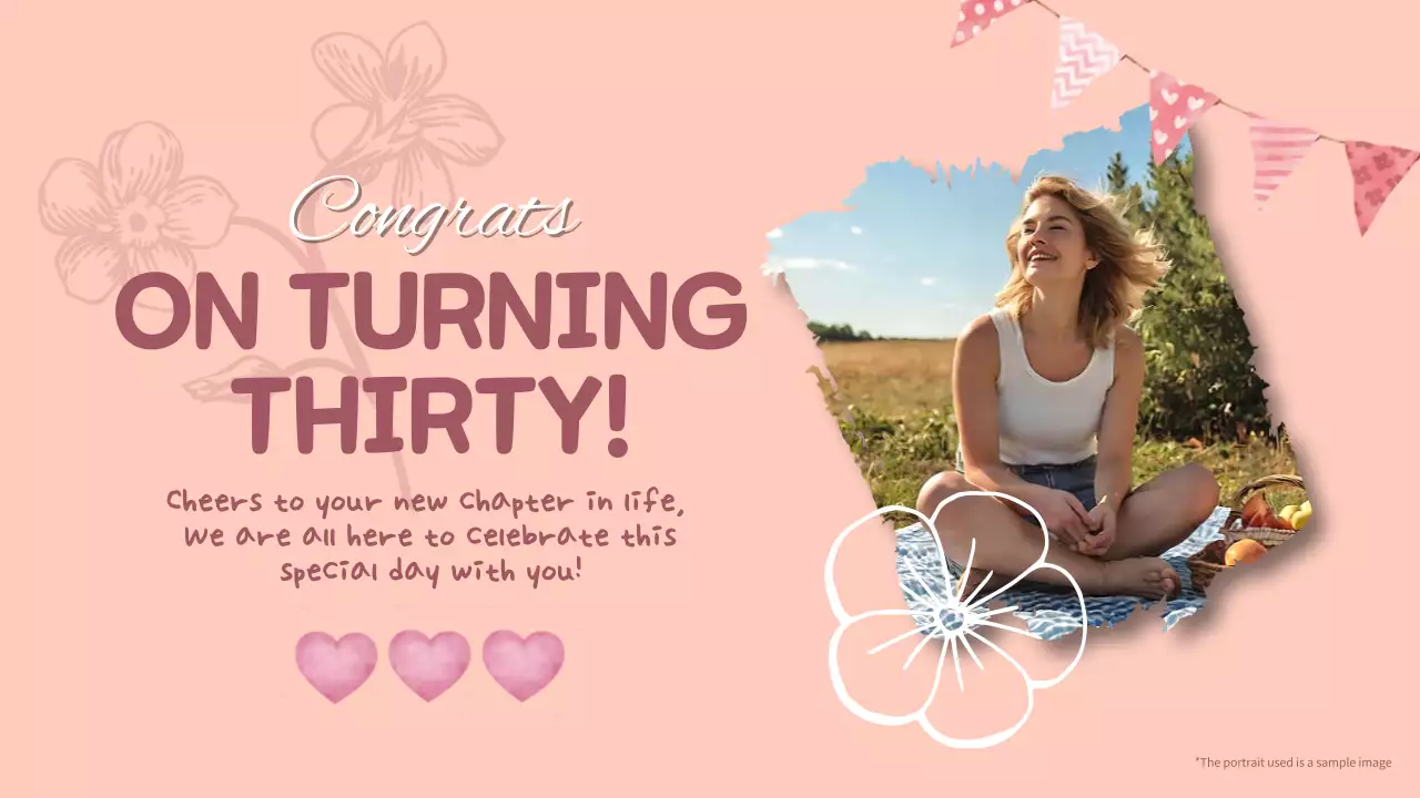 핑크 플로럴 생일 초대장 프레젠테이션