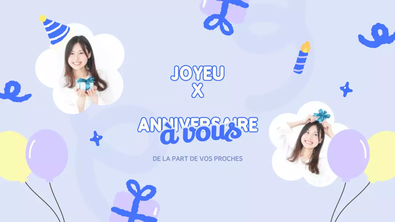 Présentation d'anniversaire enjouée bleue