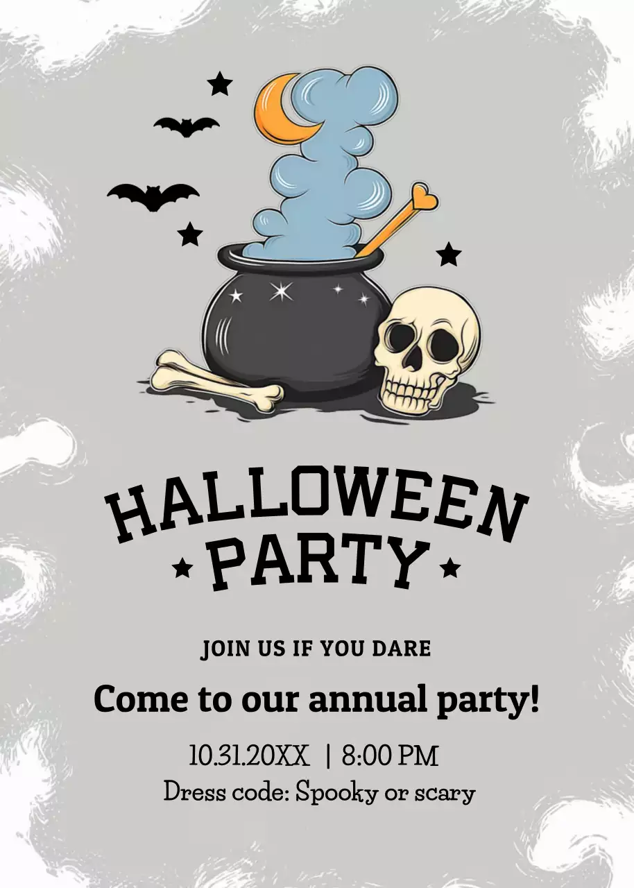 grey retro Halloween invitation