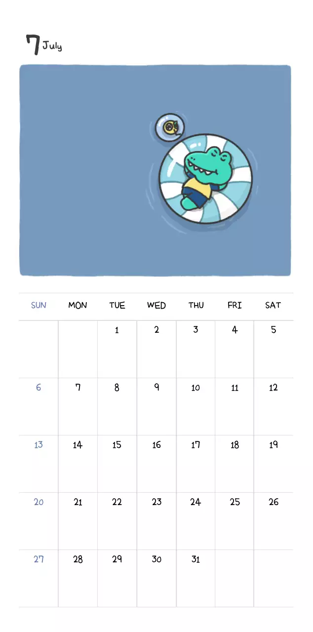 귀여운 아고 일러스트 컨셉의 캘린더