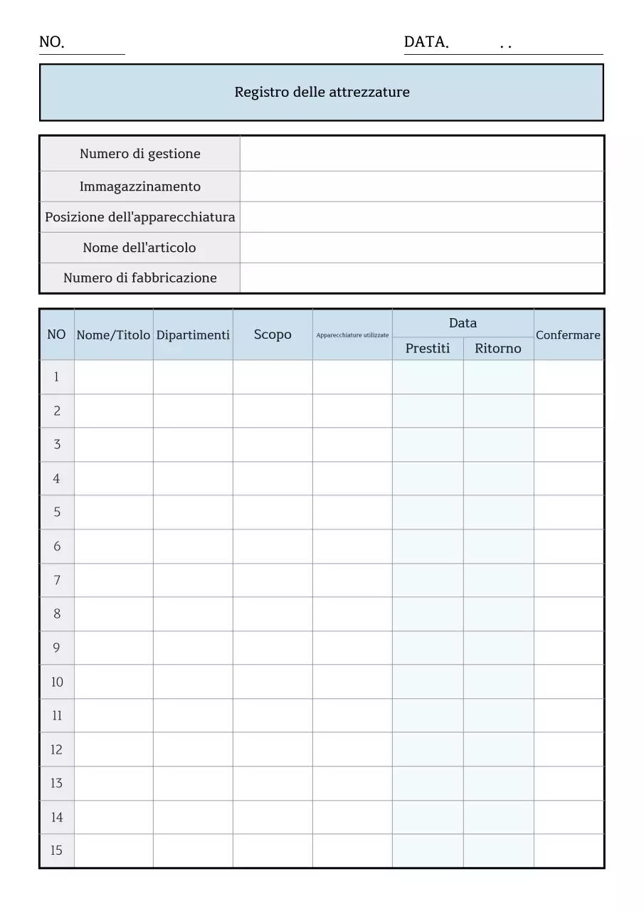 Rapporto sull'utilizzo dell'apparecchiatura Blue Simple