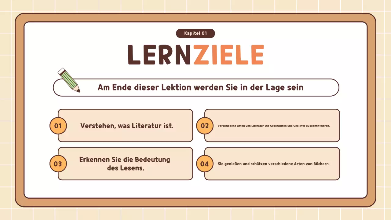 orangefarbener einfacher Literaturkurs