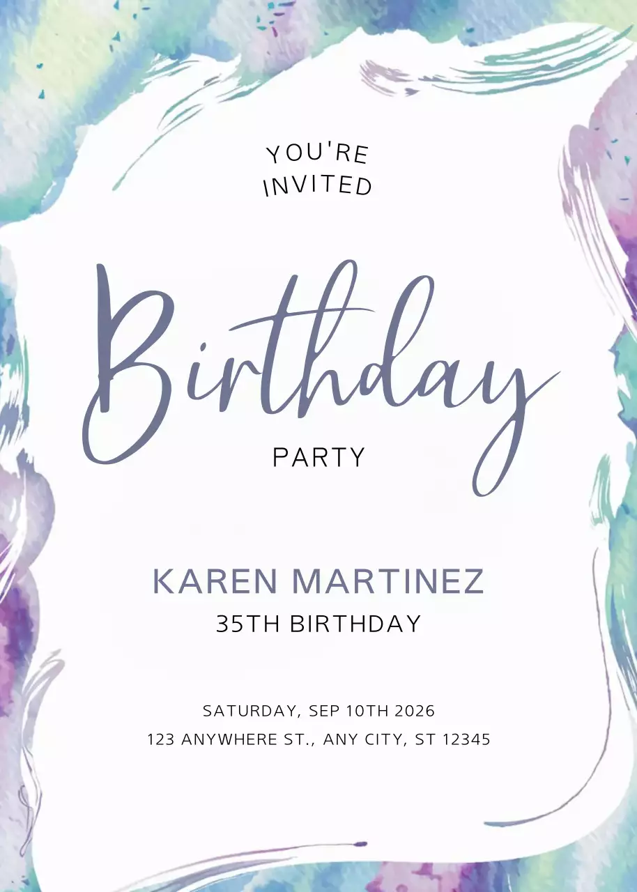 Thiệp mời sinh nhật đầy màu sắc thanh lịch