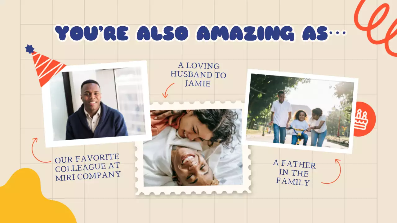 블루 트렌디 생일 카드 프레젠테이션