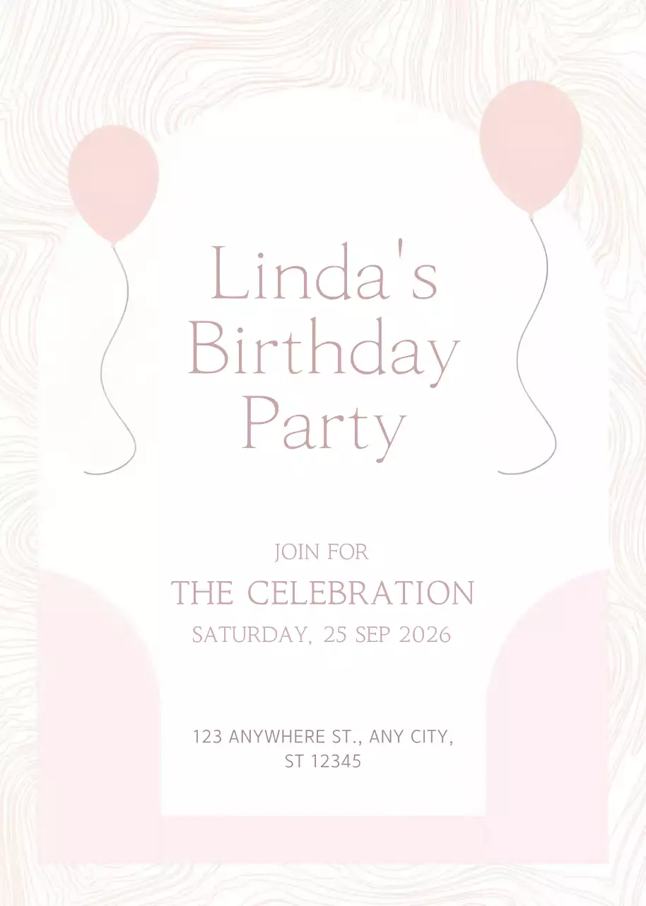 Convite de aniversário simples cor-de-rosa