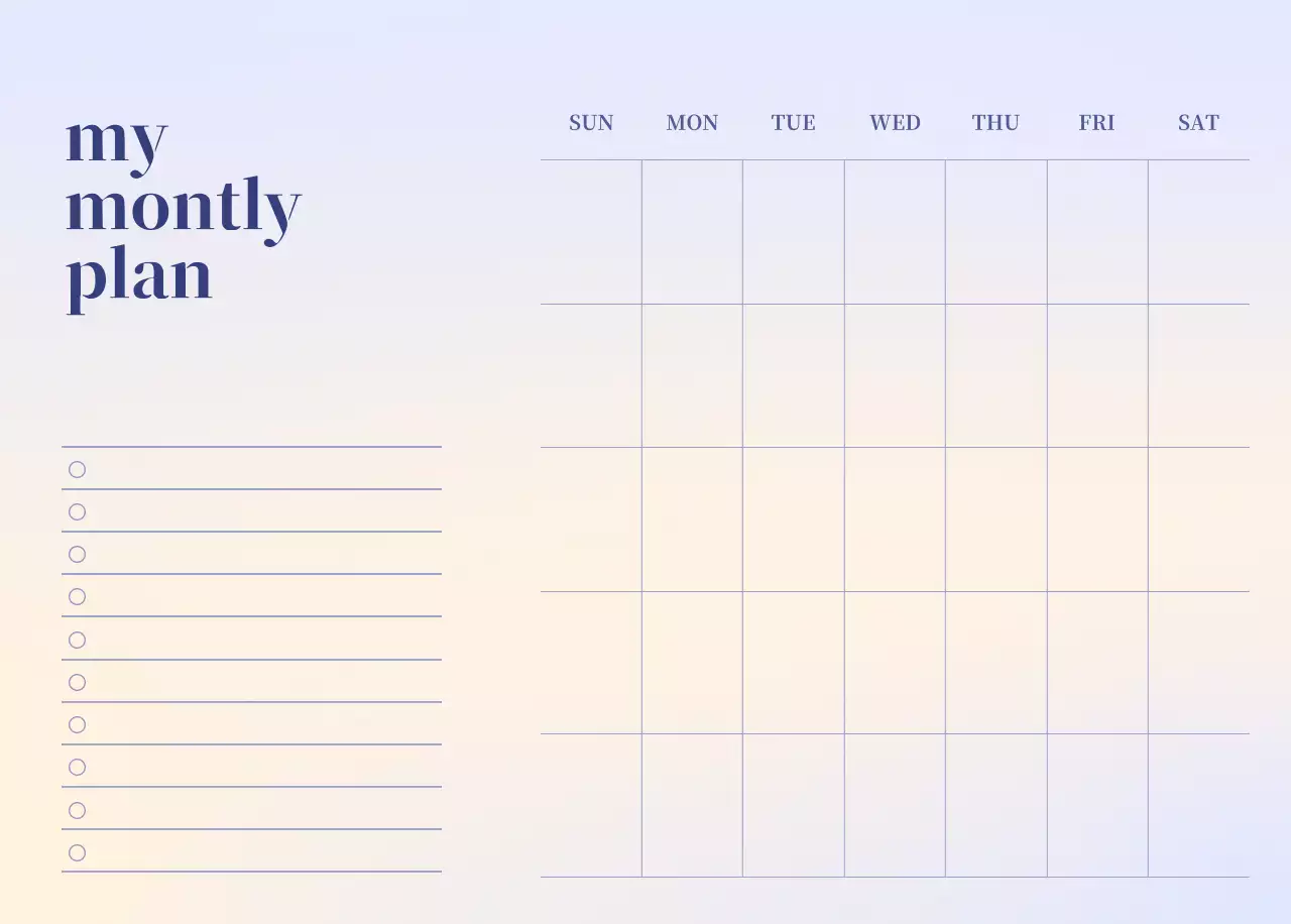 그라데이션 미니멀 달력 캘린더