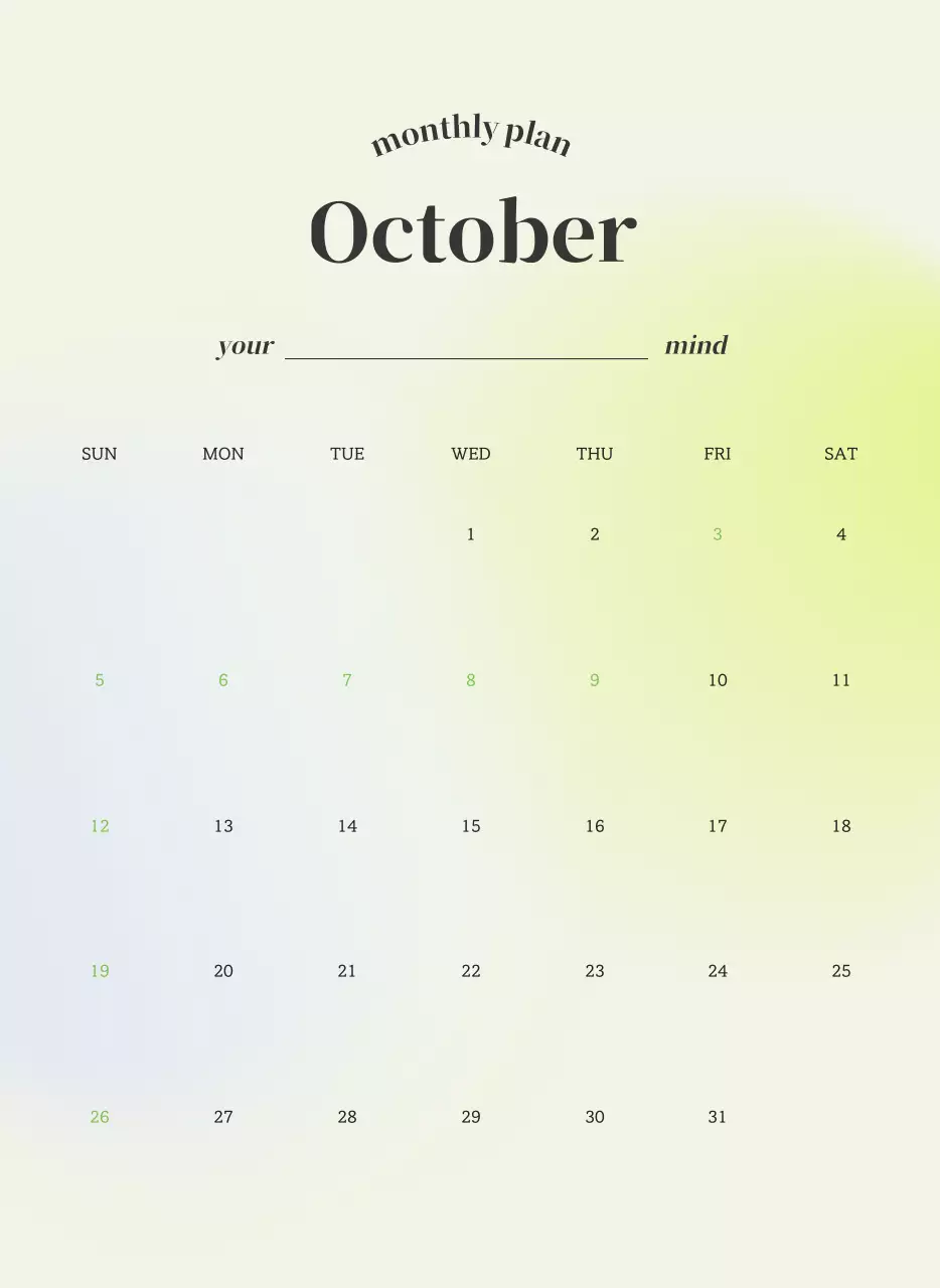 그라데이션 미니멀 달력 캘린더