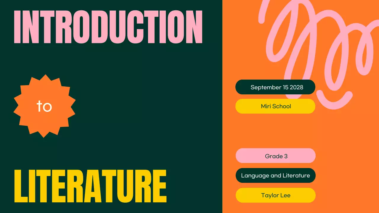 Orange Modern Literature Class Presentation