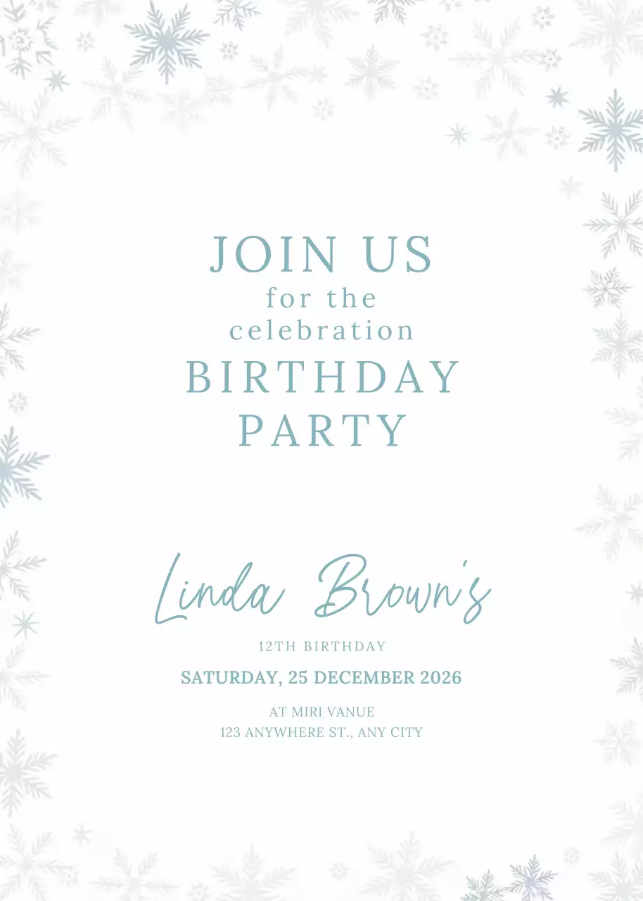 Thiệp mời sinh nhật màu trắng thanh lịch