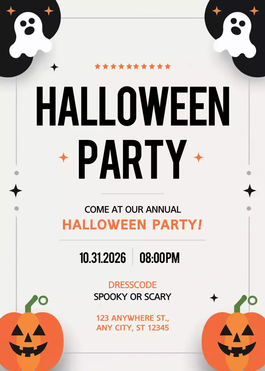 Orange Retro Halloween Invitation