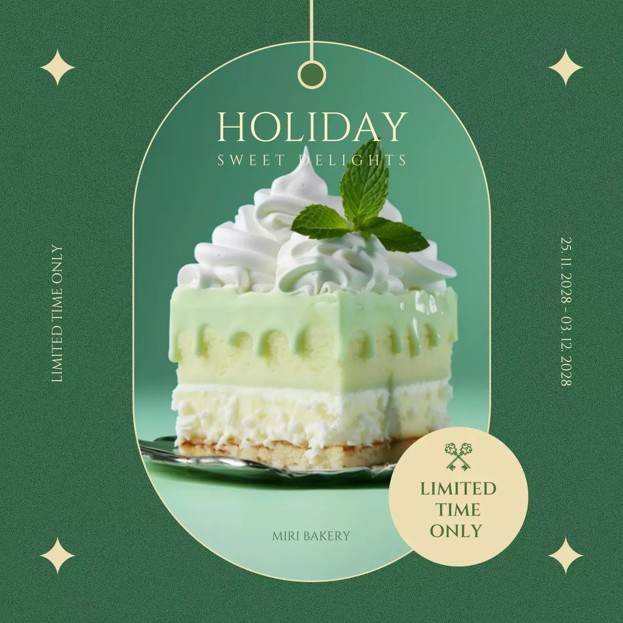 Green Elegant Dessert Promotion Social Media Post
