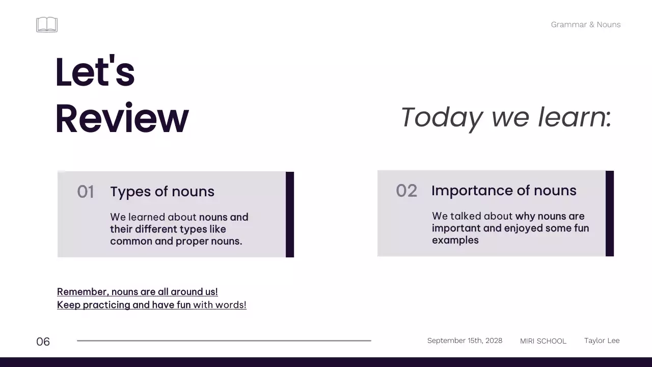 Bài thuyết trình khóa học ngữ pháp tối giản màu đen