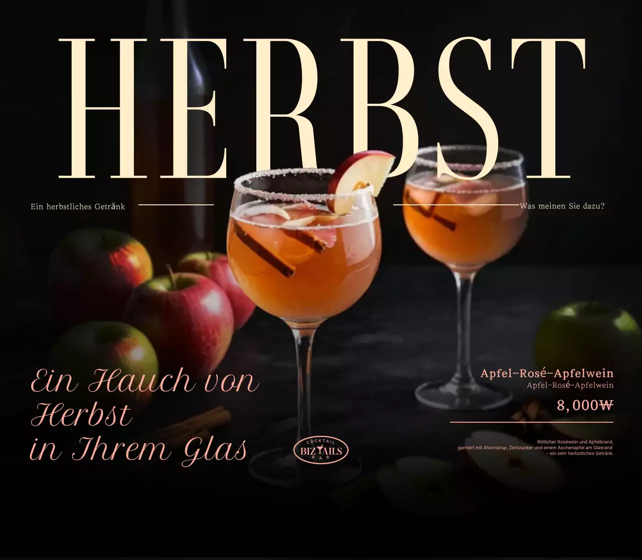 Schwarzes modernes Cocktail-Werbematerial